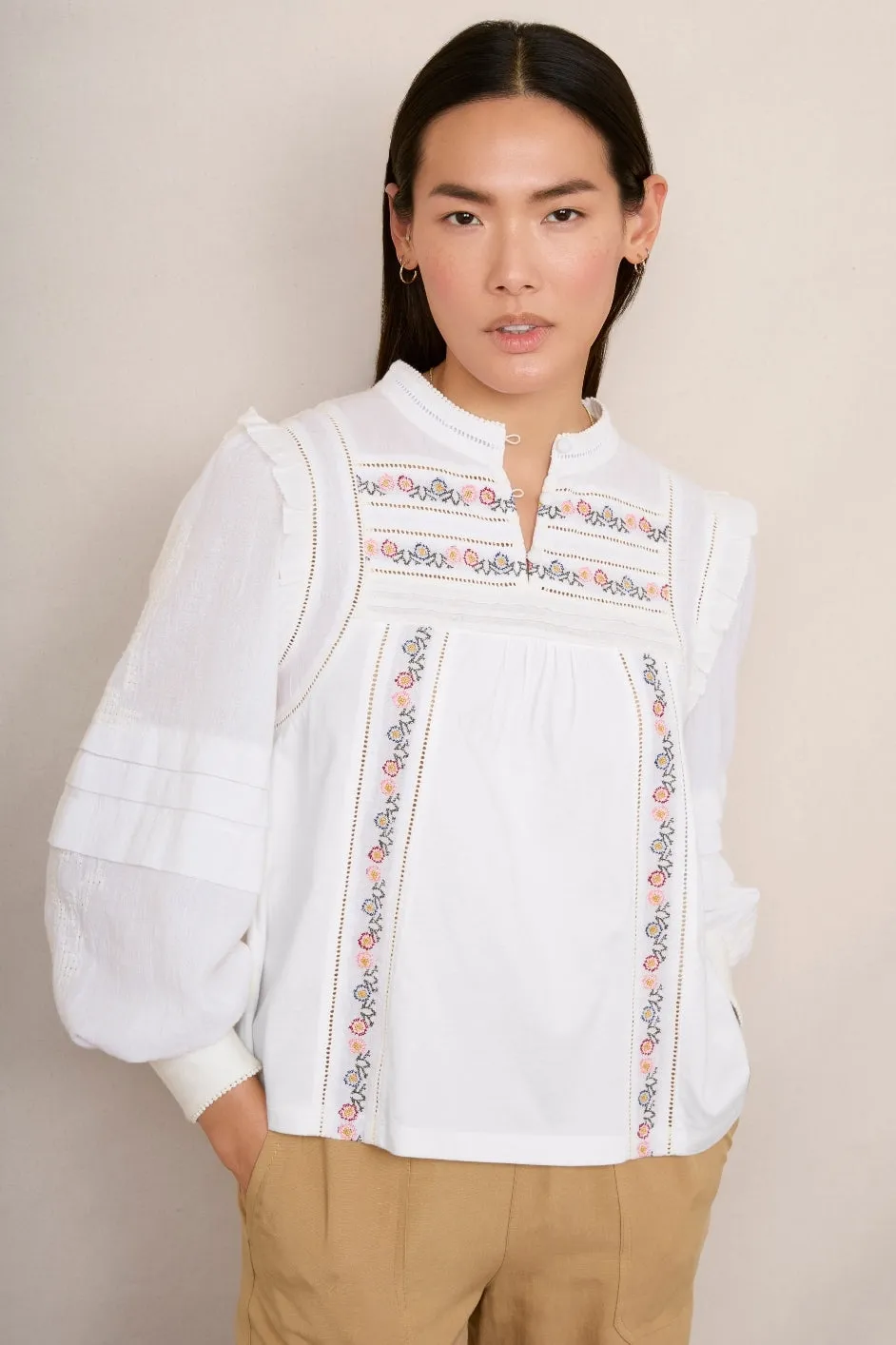 Albie Jersey Blouse - White
