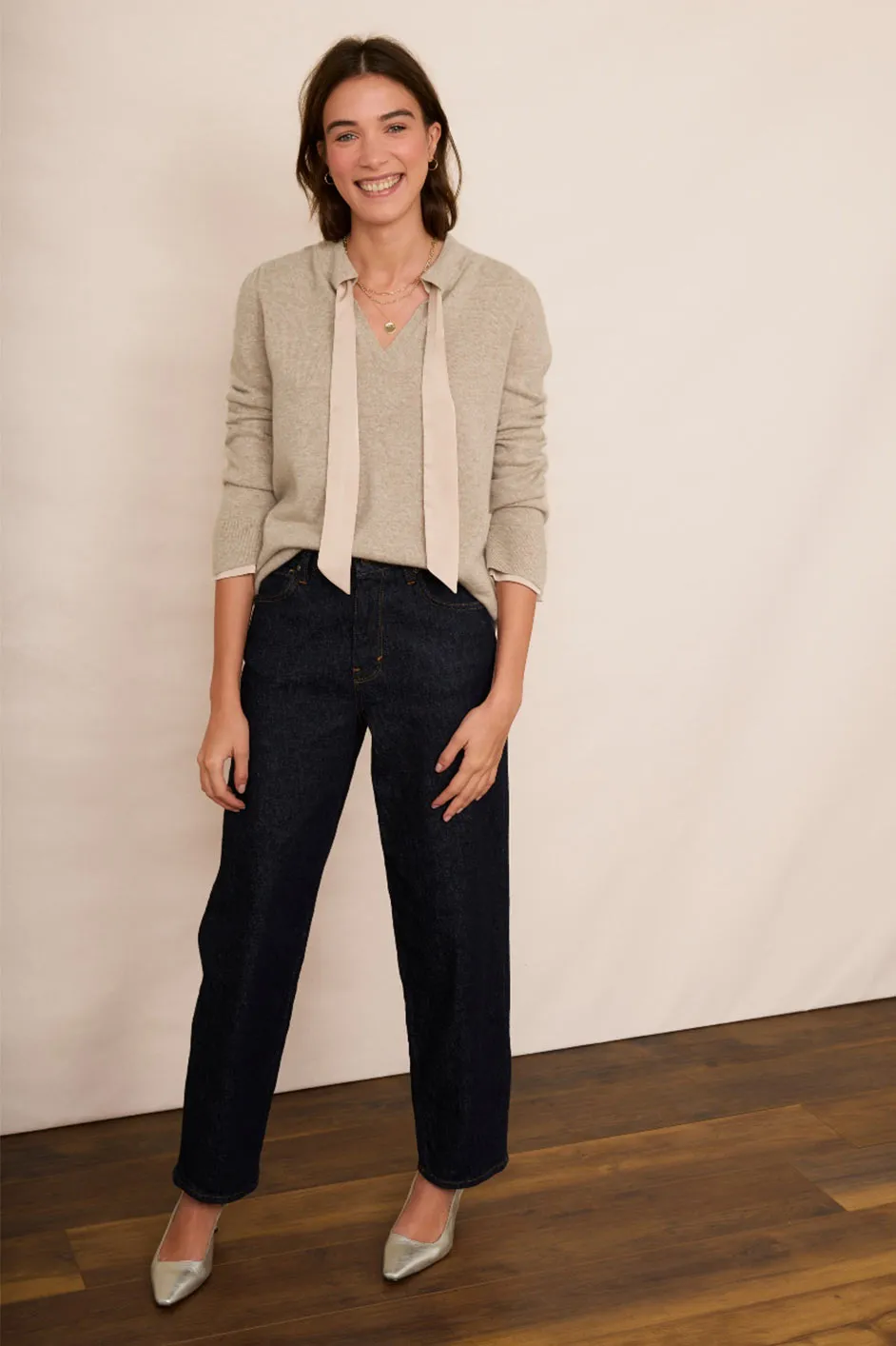Alora Tie Detail Jumper - Taupe