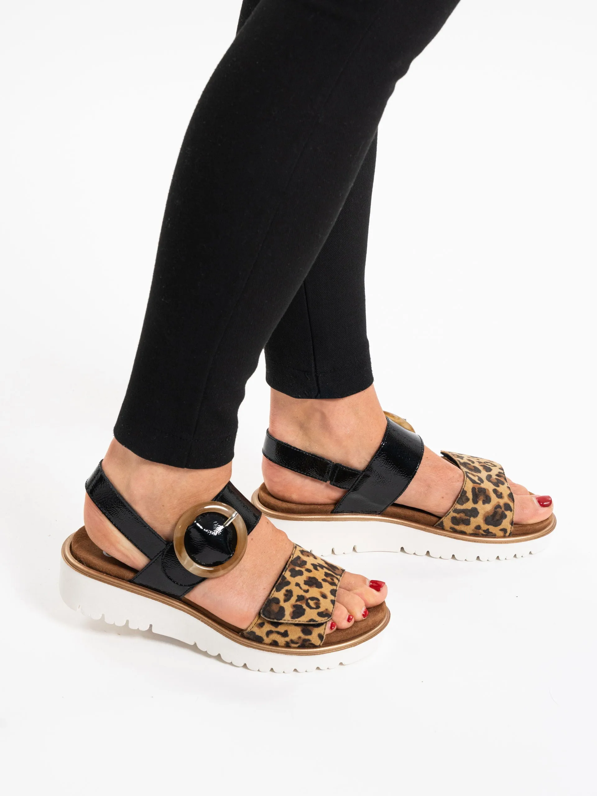 Ara Bilbao Patent w/animal print Sandal