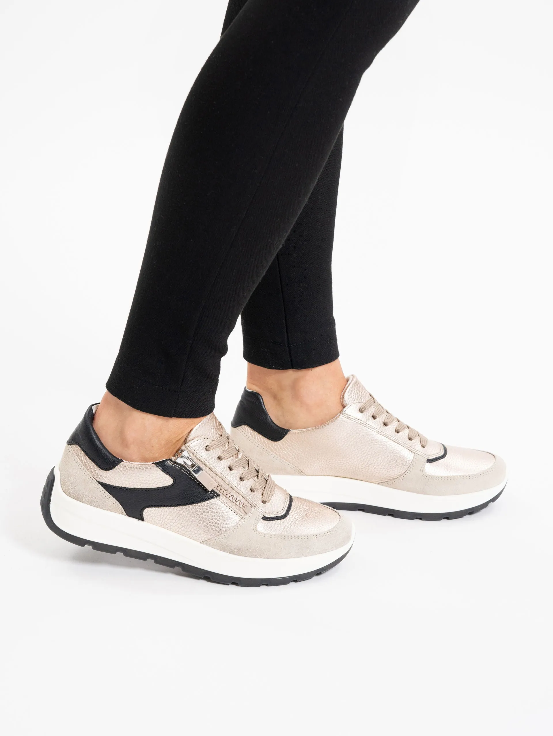 Ara New York Gold and Black Trainer