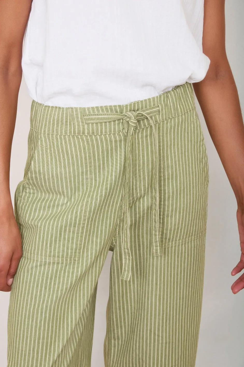 Astrid Stripe Jean - Green/Ivory