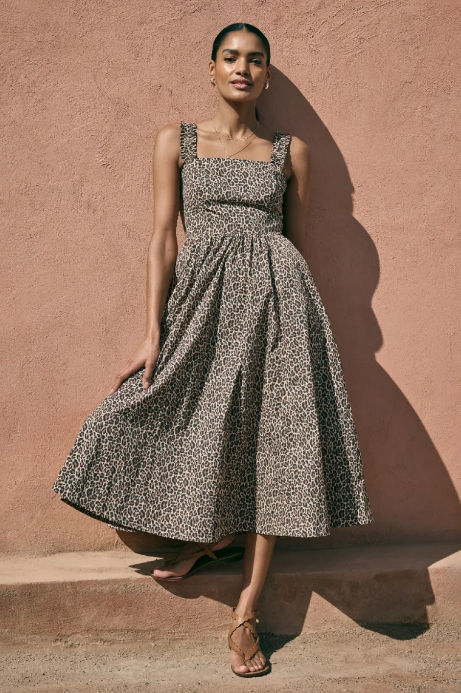 Audrey Taffeta Dress - Leopard