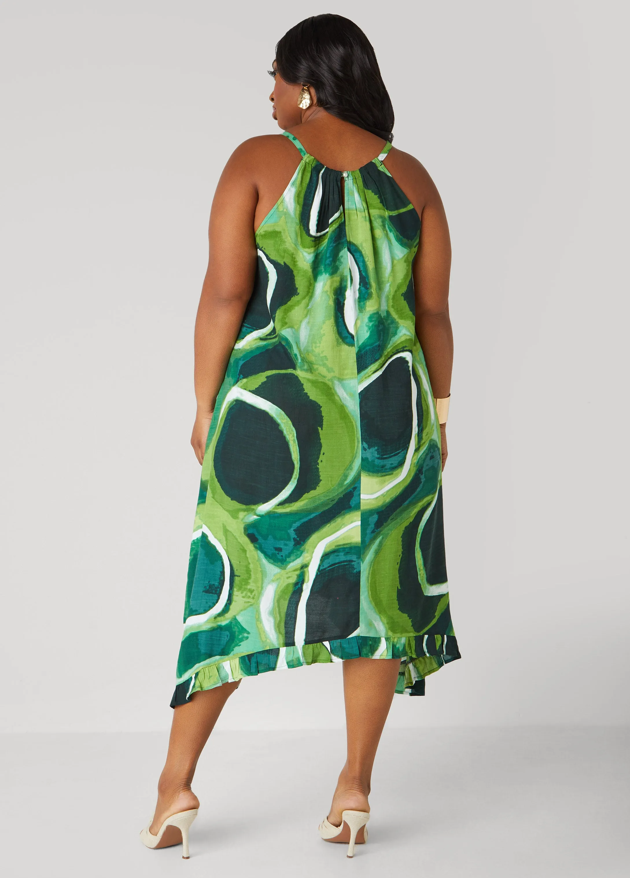 Beaded Watercolor Sharkbite Dress