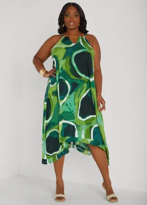 Beaded Watercolor Sharkbite Dress