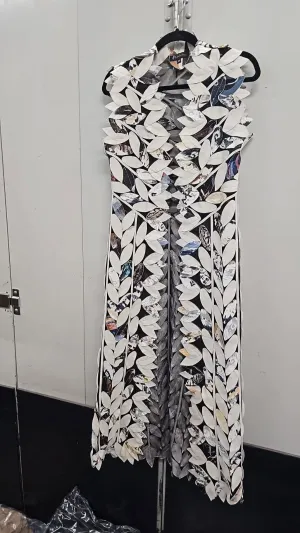 Belgin Francis Classic Leaf Design Leather Maxi Vest - White multi