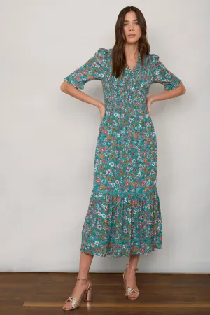 Betty Dress - Teal Retro Floral