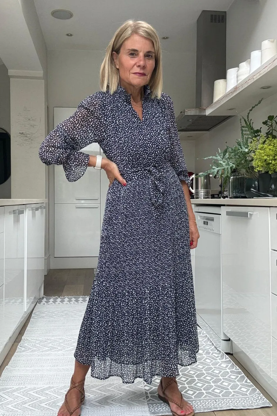 Brianna Dress - Mini Leopard Navy Ecru