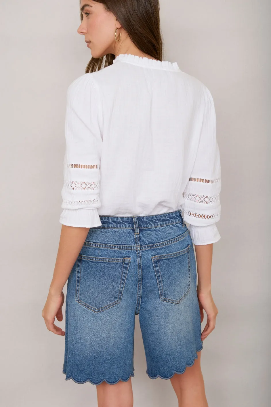 Brielle Long Scallop Short - Rinse Wash