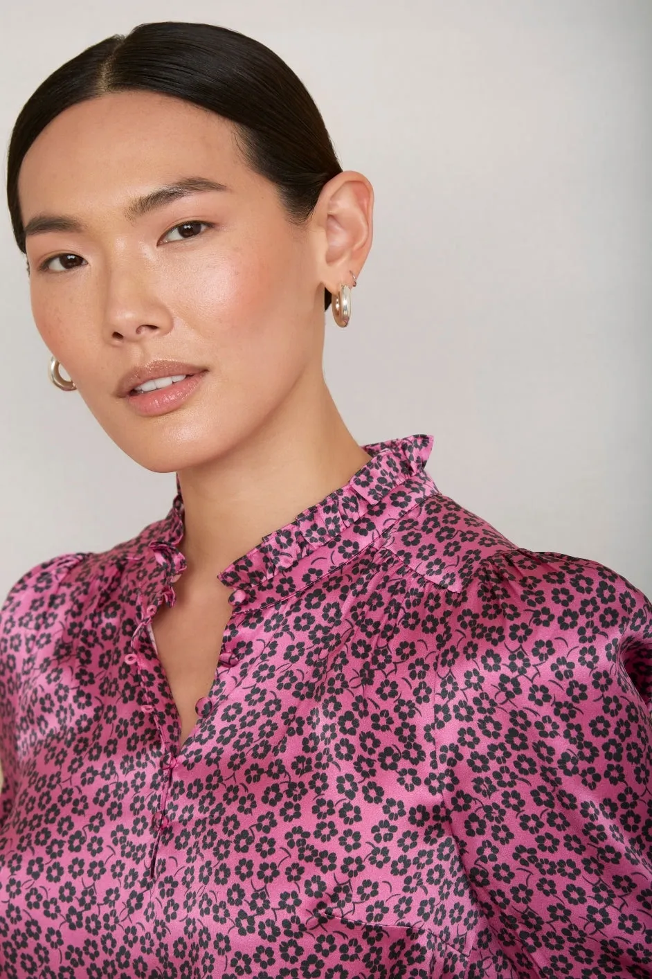 Celine Silk Blouse - Pink Floral