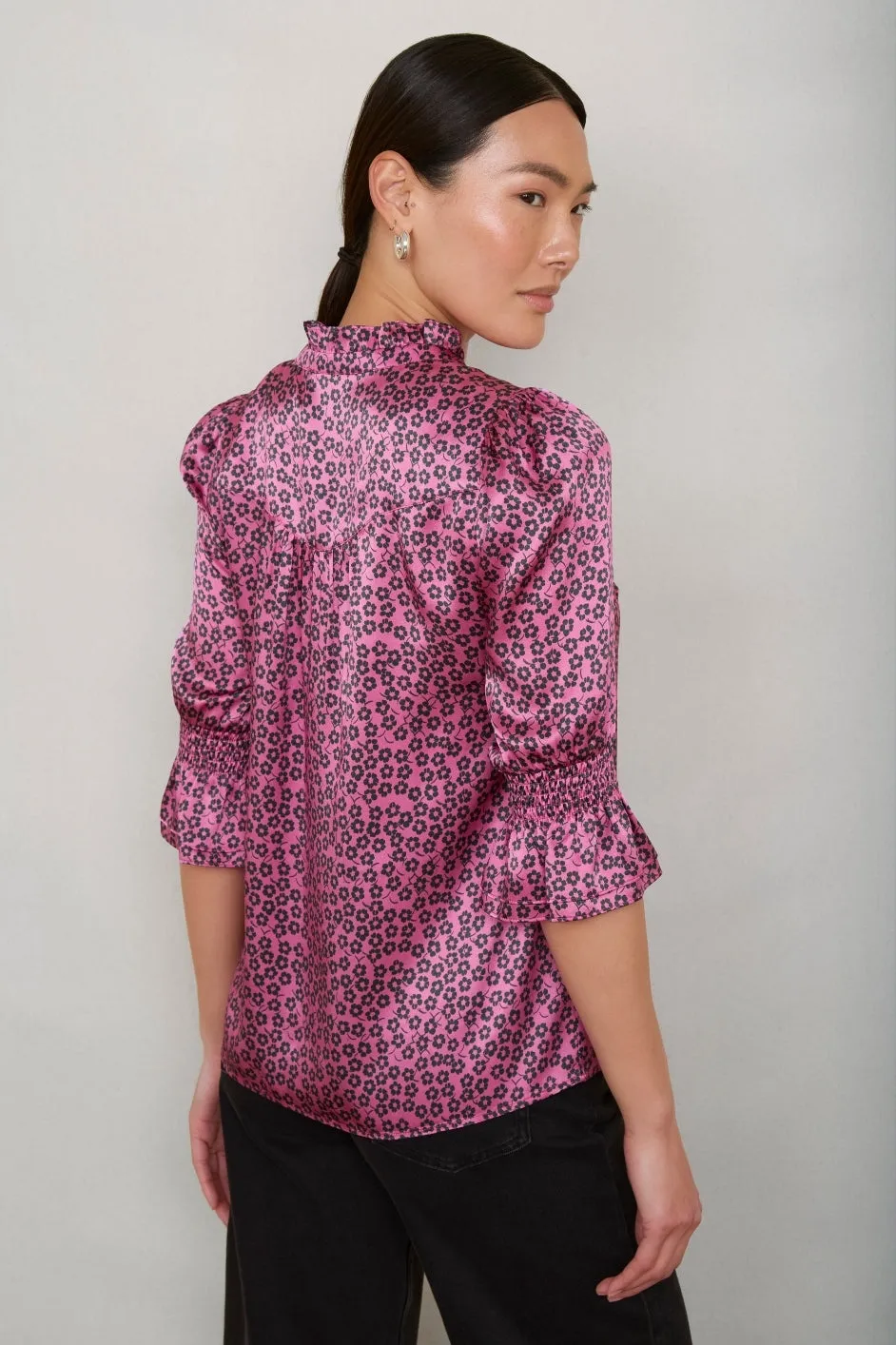 Celine Silk Blouse - Pink Floral