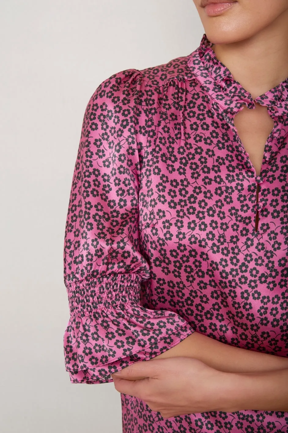 Celine Silk Blouse - Pink Floral