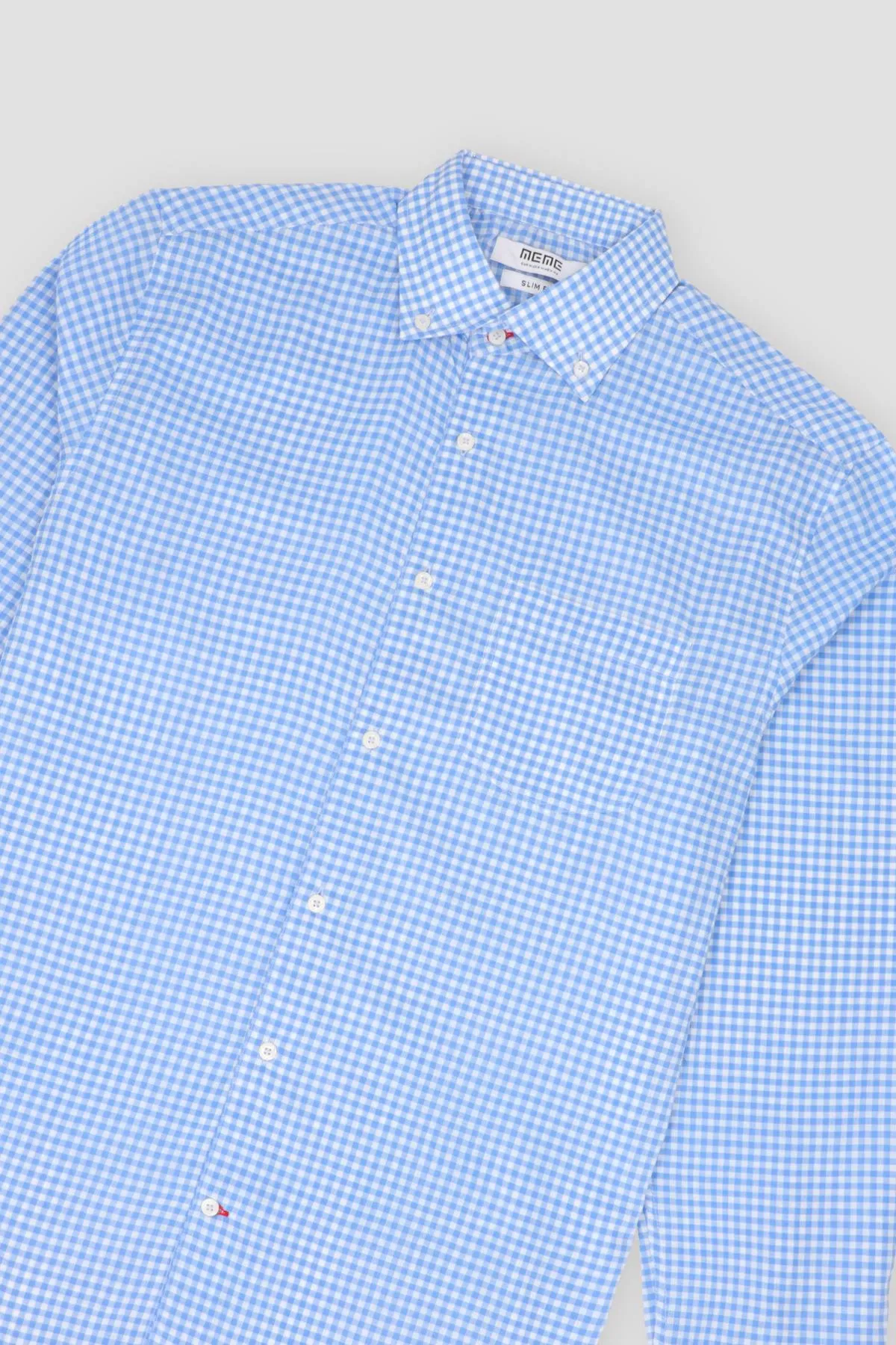 Check Button Down Shirt For Men - Light Blue