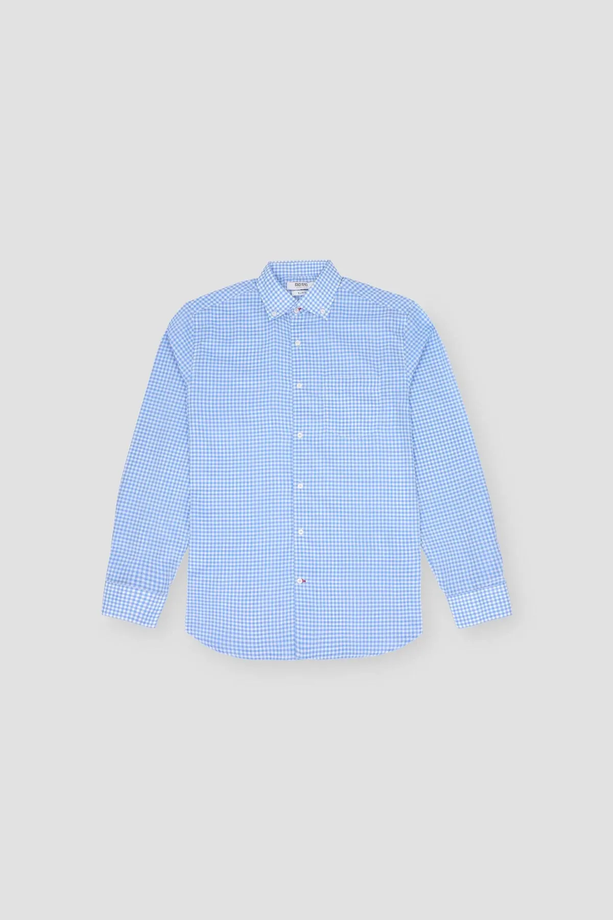 Check Button Down Shirt For Men - Light Blue