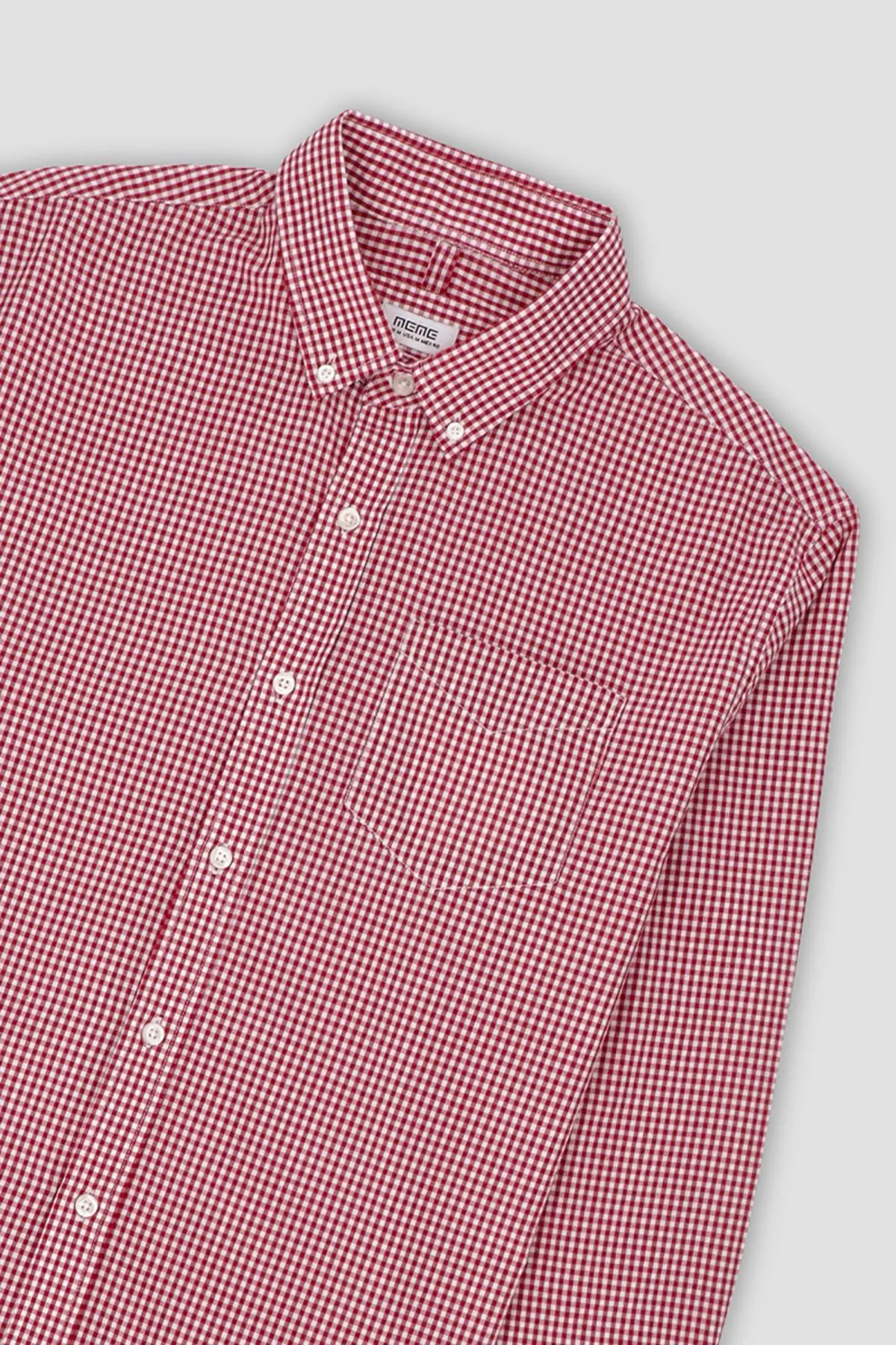 Check Button Down Shirt For Men - Red