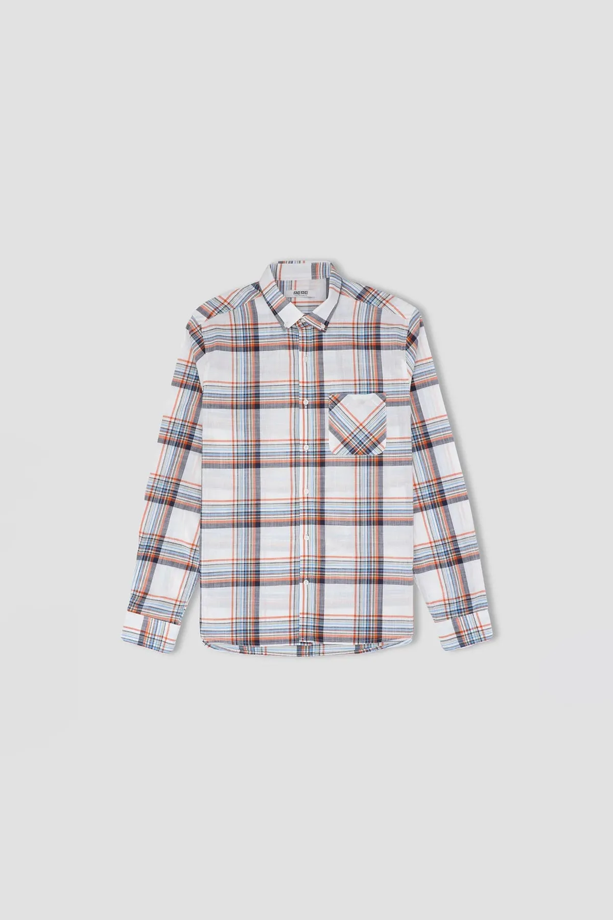Check Button Down Shirt For Men - White
