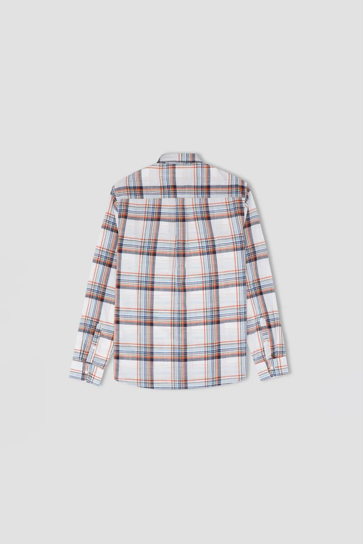 Check Button Down Shirt For Men - White