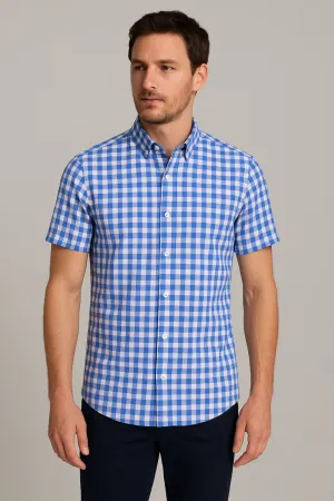 Check half Sleeve Shirt For Men - Cloudy Blue - New Arrival