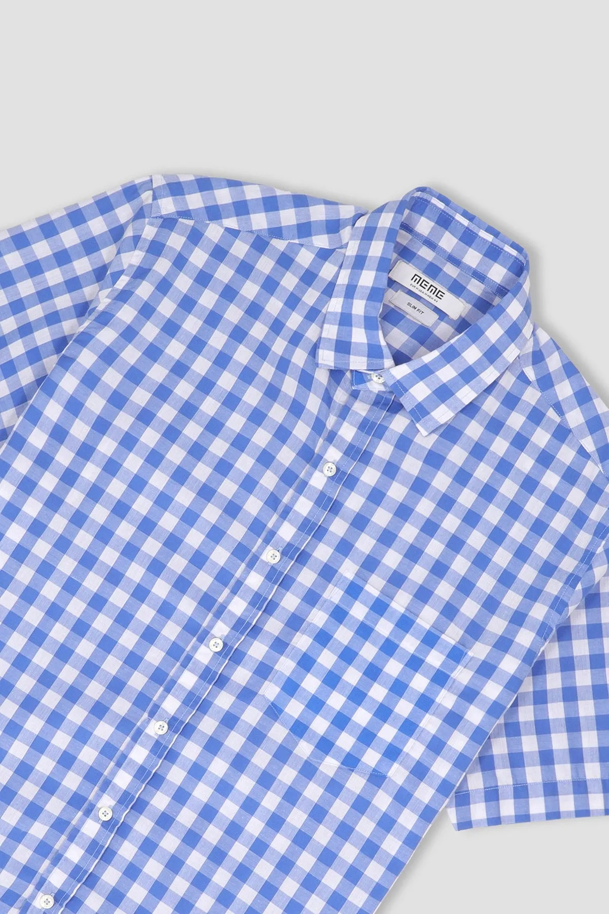 Check half Sleeve Shirt For Men - Cloudy Blue - New Arrival