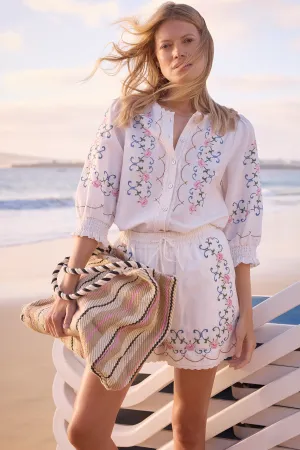 Cora Embroidered Blouse - White