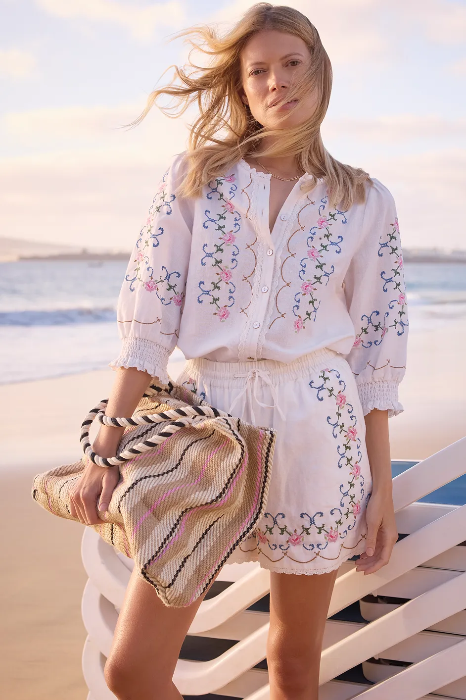 Cora Embroidered Blouse - White