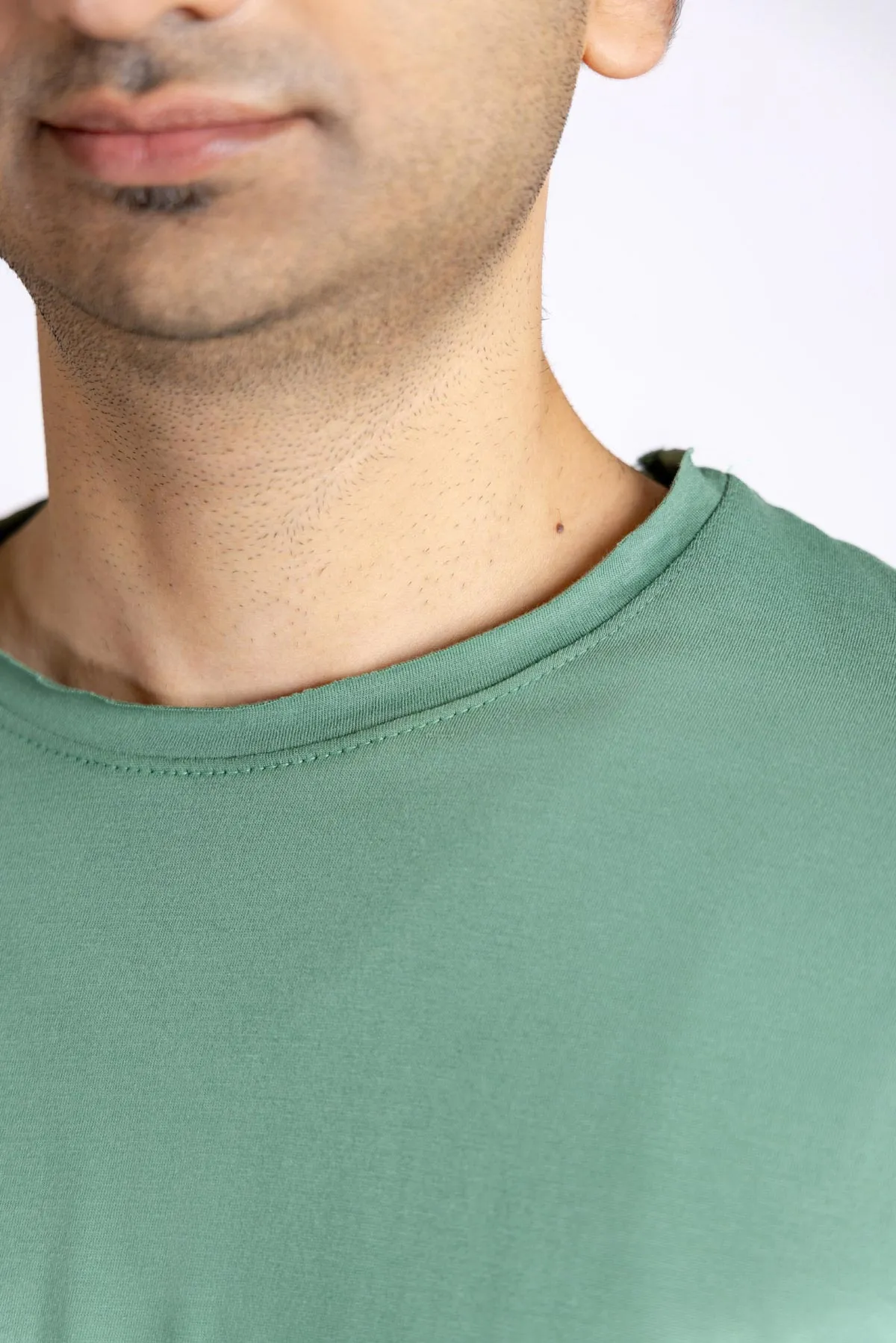 Crew Neck Basic T-Shirt For Men - Dark Ivy
