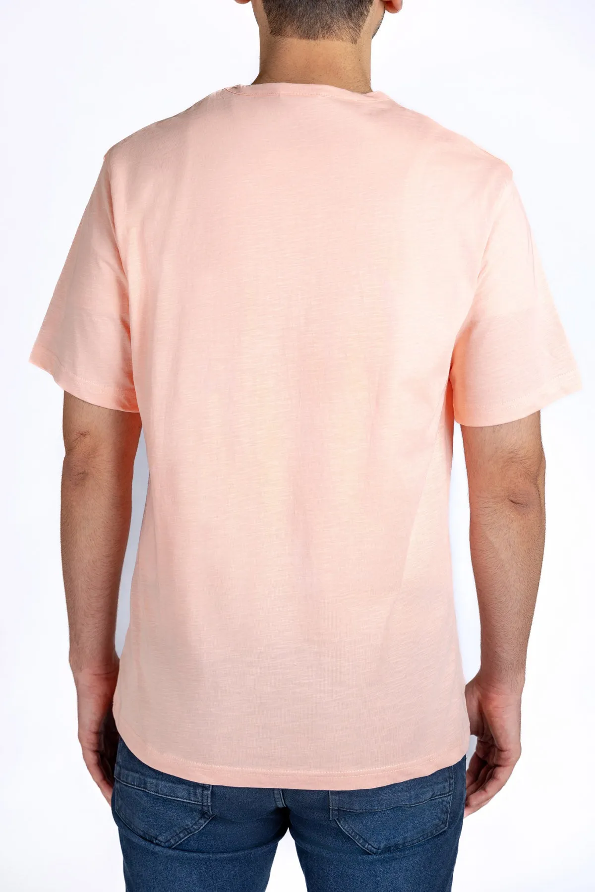 Crew Neck Basic T-Shirt For Men - Peach