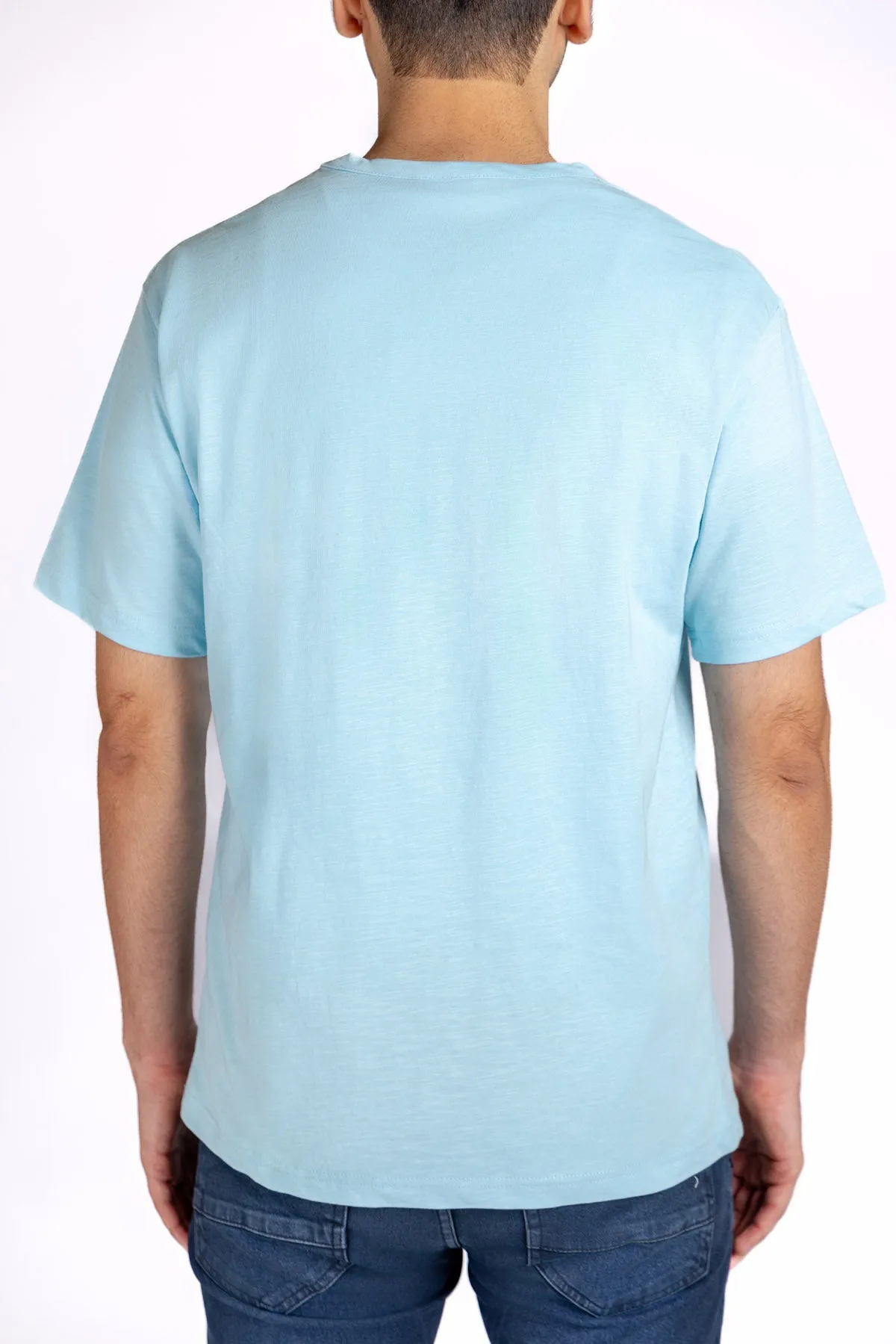 Crew Neck Basic T-Shirt For Men - Sky Blue