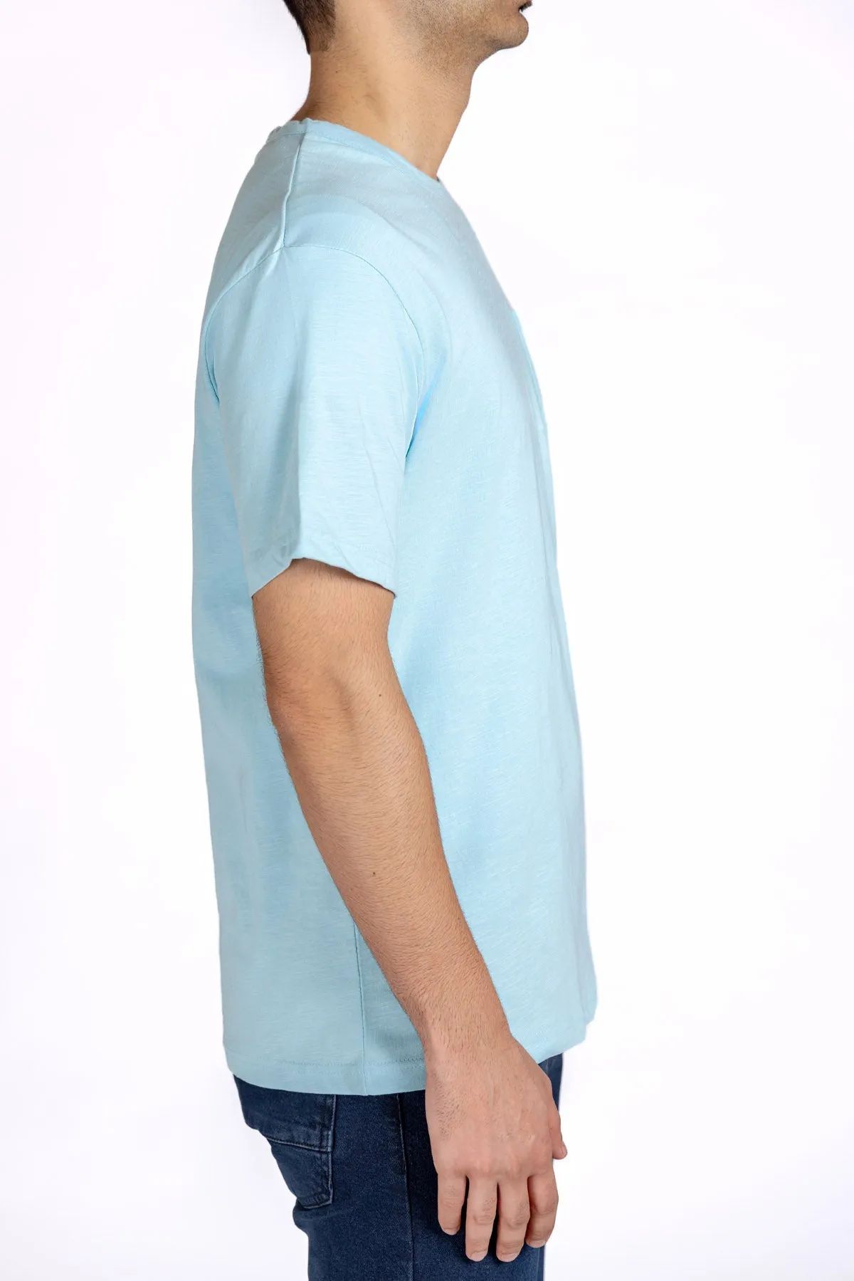 Crew Neck Basic T-Shirt For Men - Sky Blue