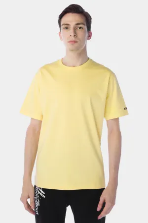 Crew Neck Basic T-Shirt For Men - Yellow
