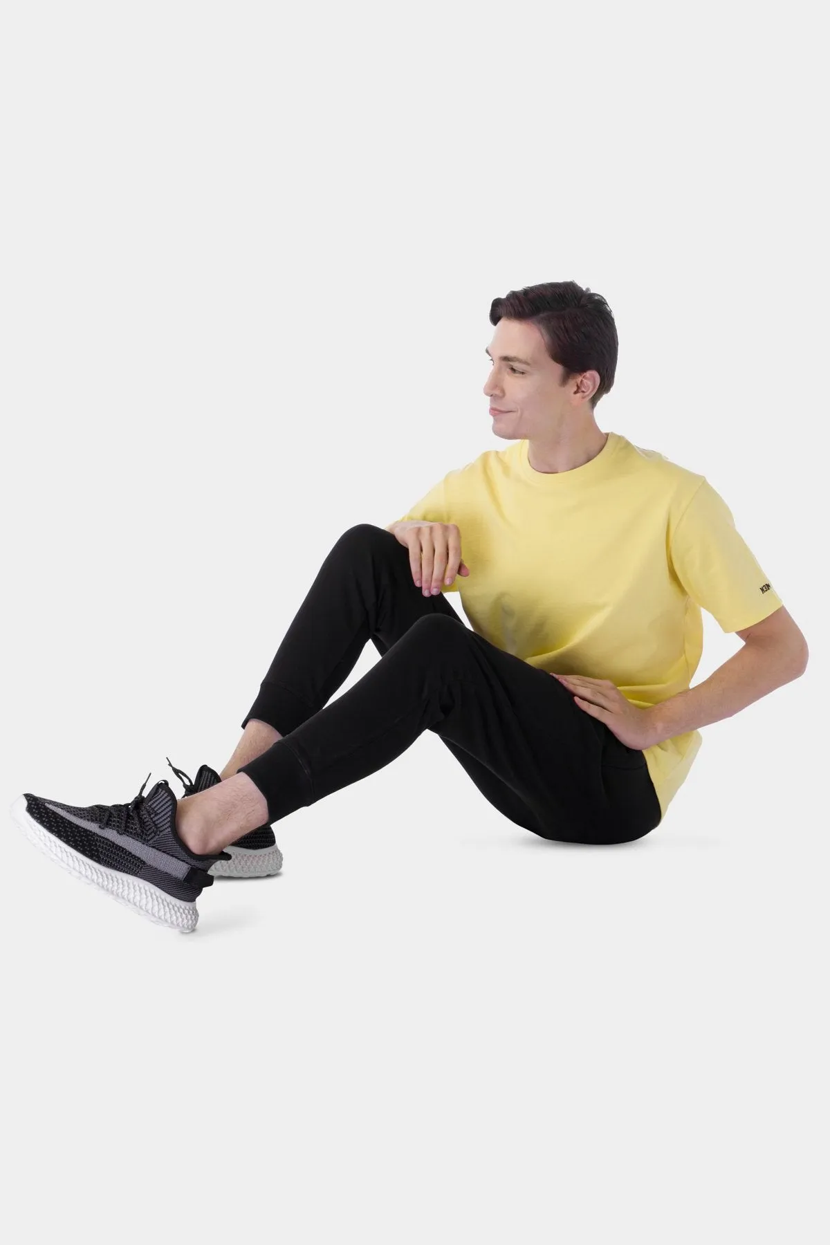 Crew Neck Basic T-Shirt For Men - Yellow