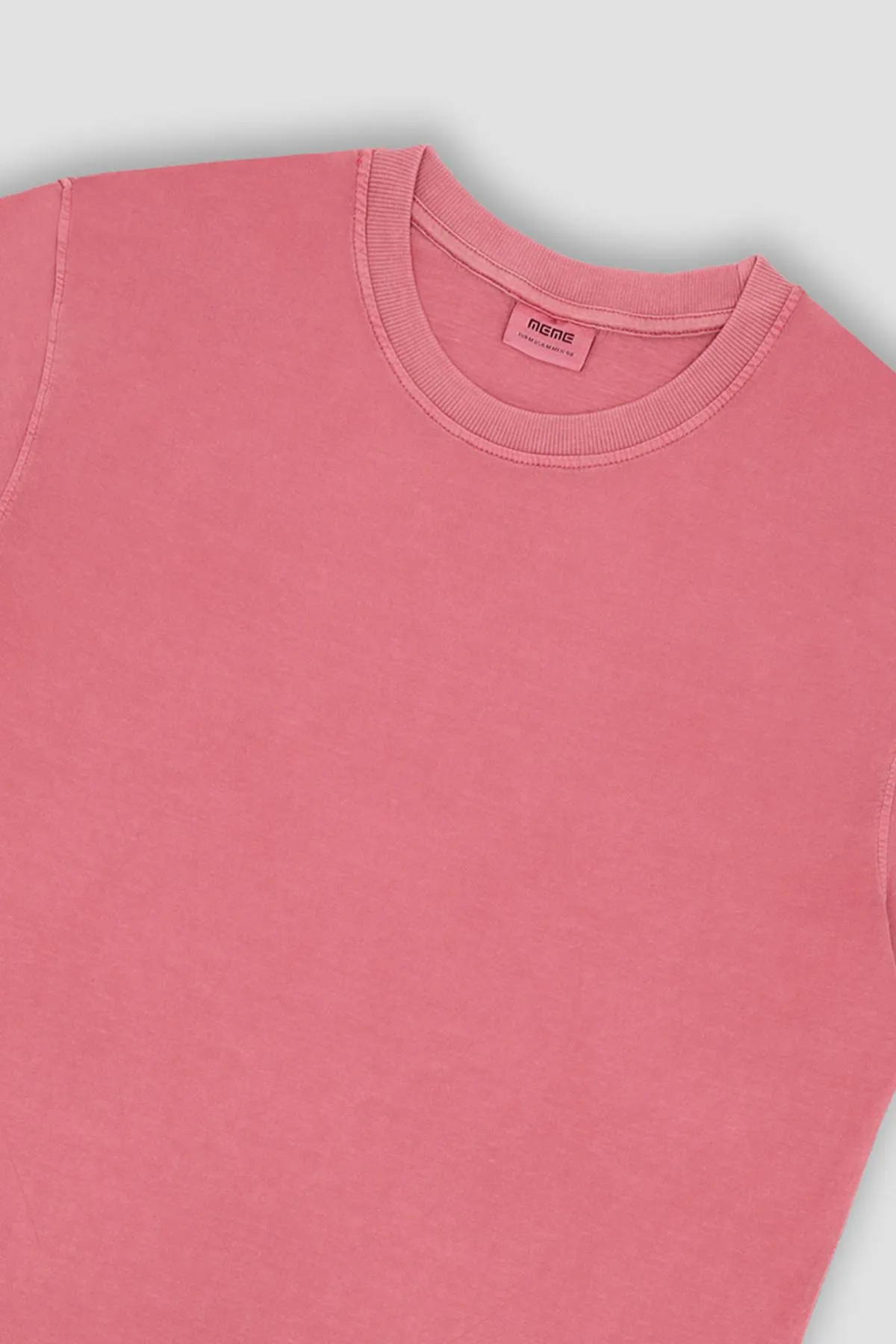 Crew Neck Solid T-Shirt For Men - Pink