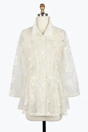 Damee 2416-IVR S25 Floral Embroidery Flare Jacket
