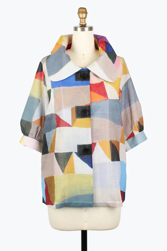 Damee 2449-MLT S25 Painting Button Patch Swing Jacket