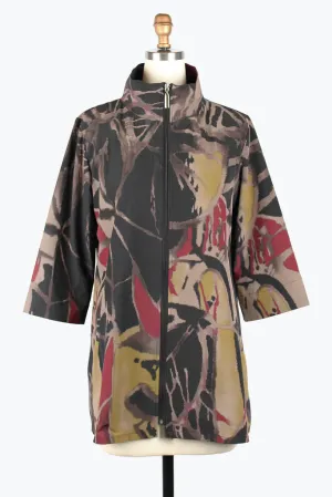 Damee Abstract Art Long Windbreaker Jacket 5017-Mlt F25