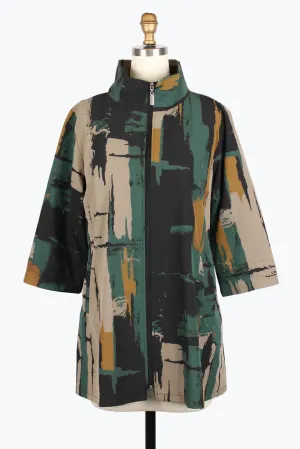 Damee Abstract Art Long Windbreaker Jacket 5018-Mlt F25