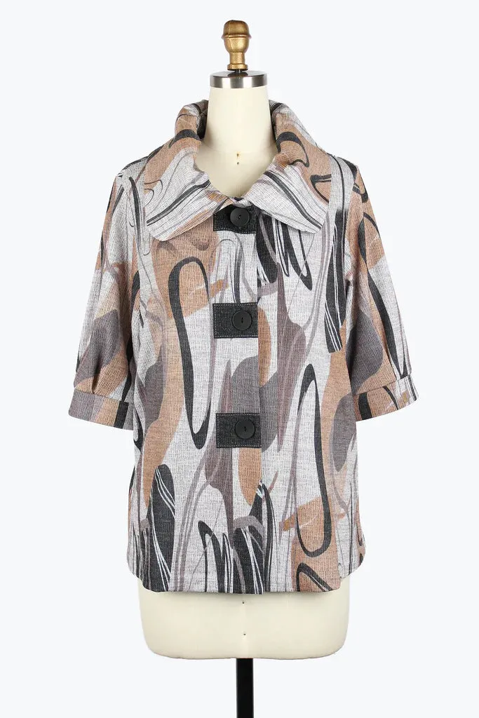 Damee Abstract Painting Swing Jacket 4992-Blk F25