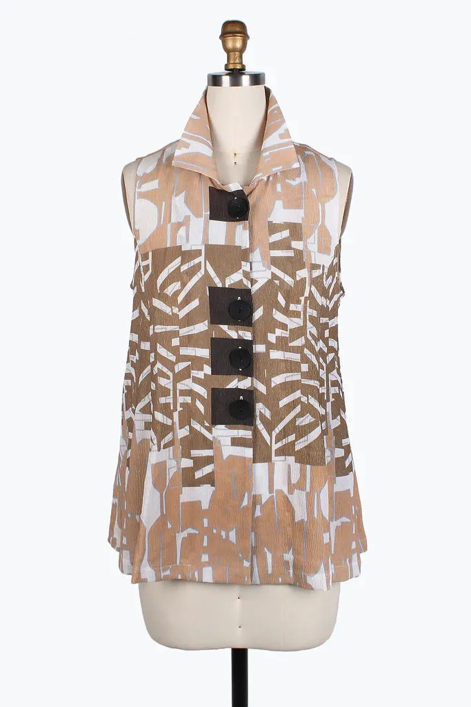 Damee Abstract pattern button patch vest 3188-Tpe