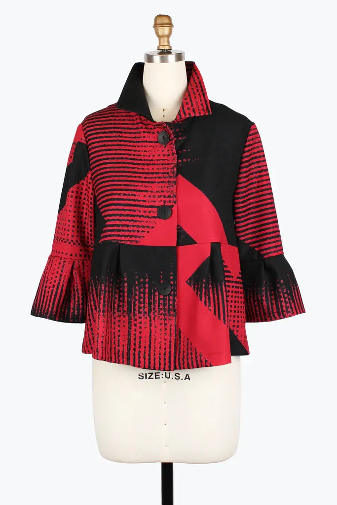 Damee Abstract Pattern Short Jacket 5003-Red White F25,