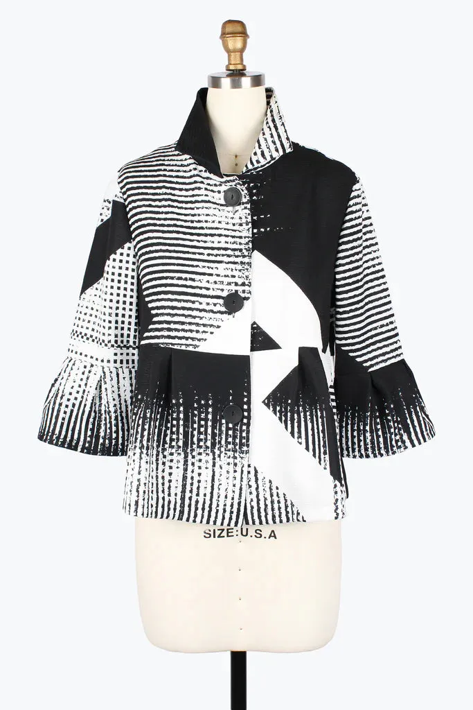Damee Abstract Pattern Short Jacket 5003-Red White F25,