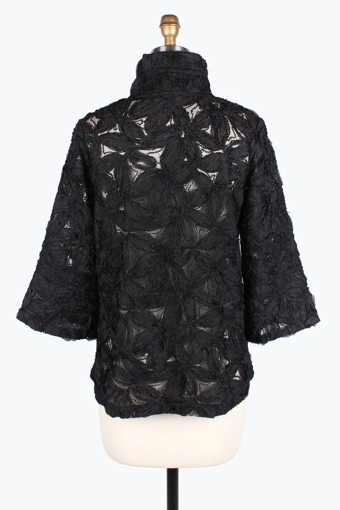 Damee BEADED FLOWER 3D MESH JKT 2381-BLK