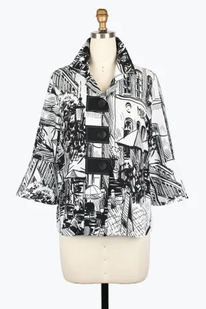Damee Cityscape Button Patch Jacket 4996-Blk F25