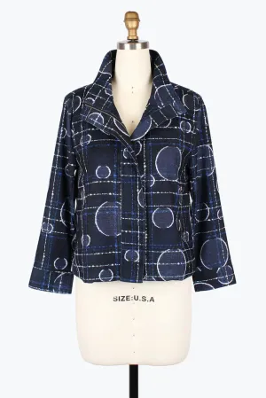 Damee Dots & Lines Miro-Cord Biker Jacket 5019-Nvy F25