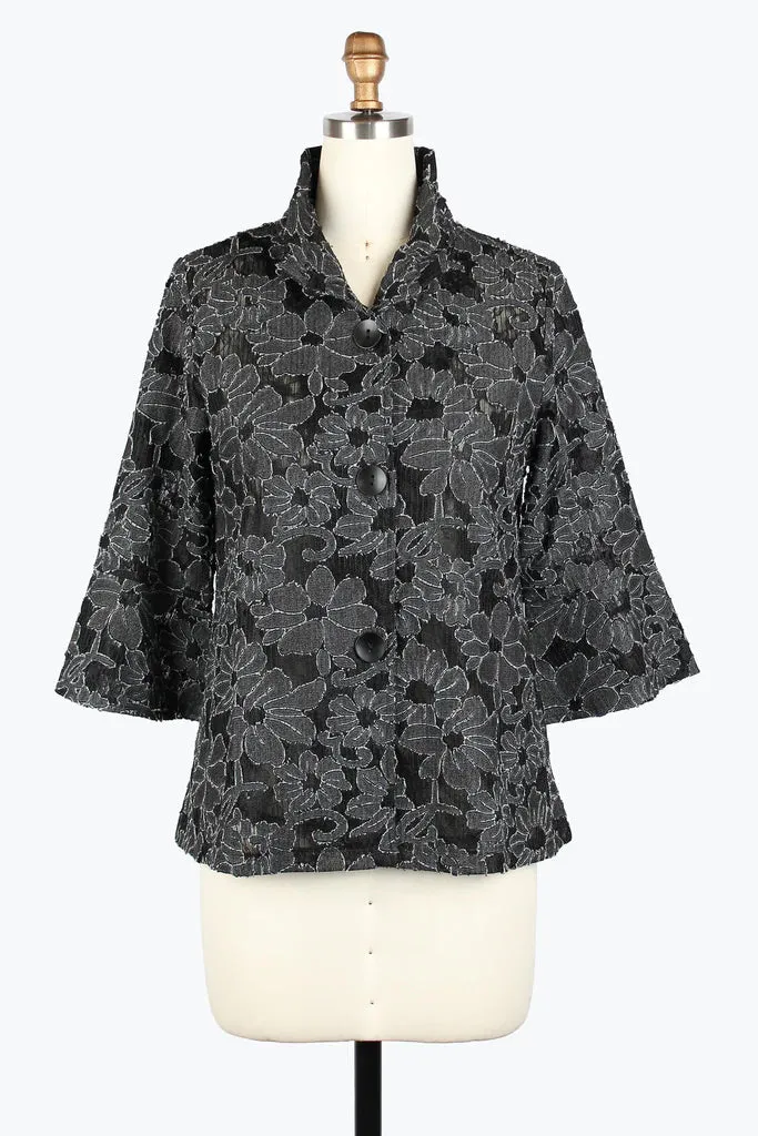 Damee Floral Denim Jacquard Lace Jacket 2466-Blk F25