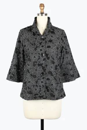 Damee Floral Denim Jacquard Lace Jacket 2466-Blk F25