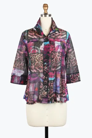 Damee Flower & Animal Print Mesh Jacket 2467-Mlt F25