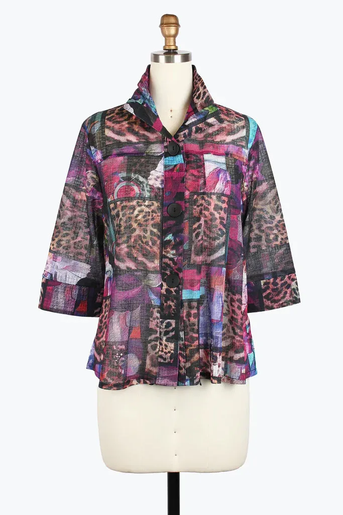 Damee Flower & Animal Print Mesh Jacket 2467-Mlt F25