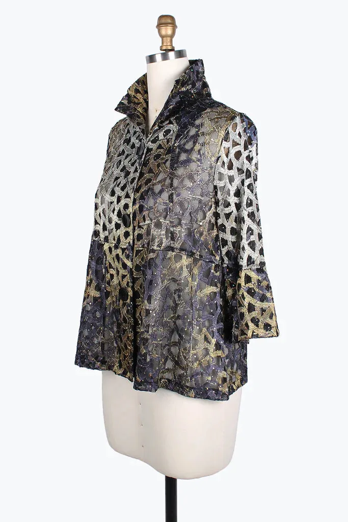 Damee Gold Holographic scale mesh short jacket 400-GLD