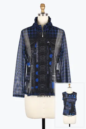 Damee Houndstooth & Dots Mesh Twin Set 31444-Blu F25
