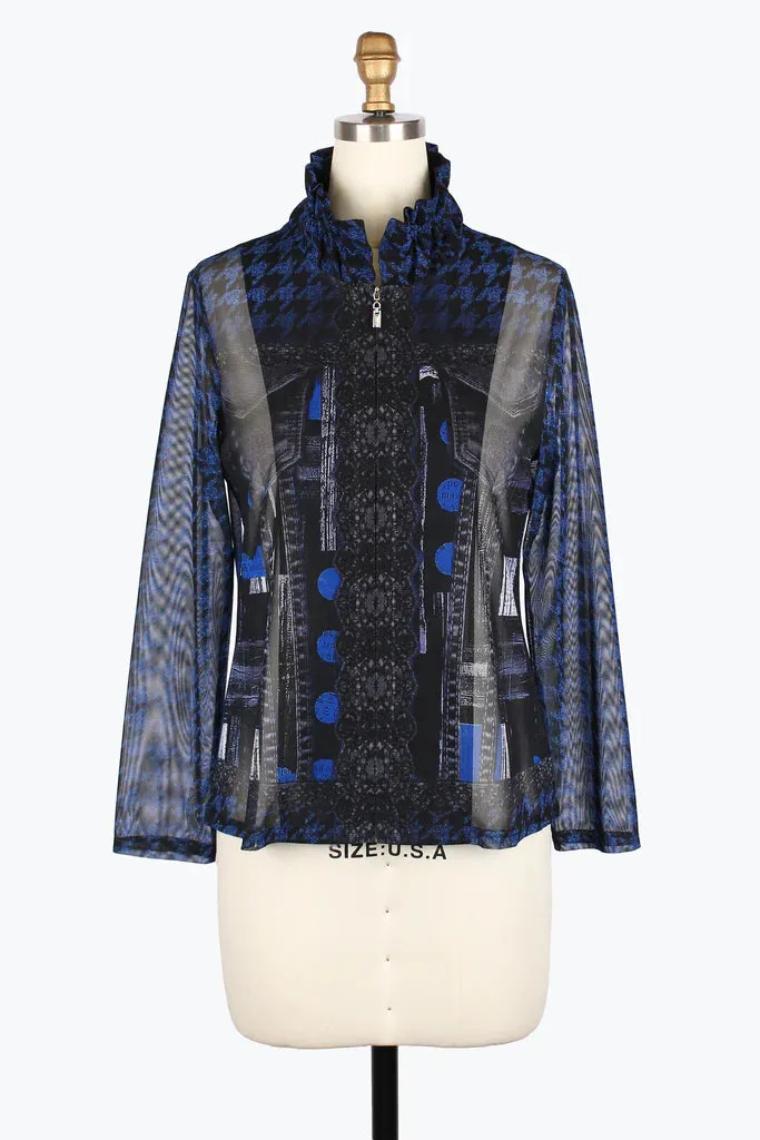 Damee Houndstooth & Dots Mesh Twin Set 31444-Blu F25