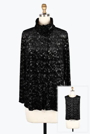 Damee Leopard Burnout Shirt Twin Set 31440-Blk F25